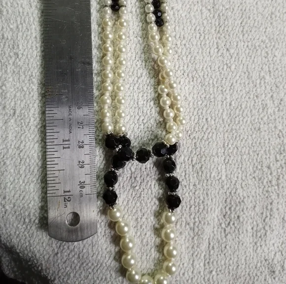 Nrt faux pearl black faceted beads necklace - Picture 7 of 7
